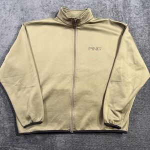 Ping Collection Mens Full Zip Golf Jacket Tan Khaki Fleece Lined Mock Neck XL